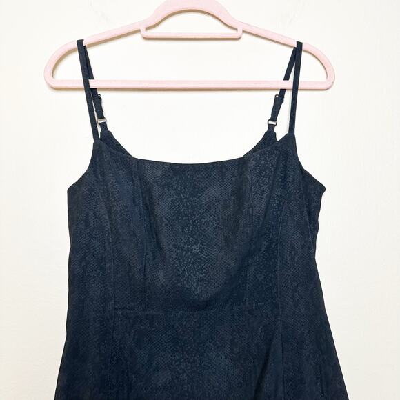 VTG Express Babydoll 90s Grunge Mini Cocktail Slip Dress Black Snakes print 8 - Picture 2 of 8